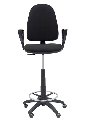 Taburete Ayna Bali Negro ergonómico con ruedas de parquet y reposabrazos fijos 4