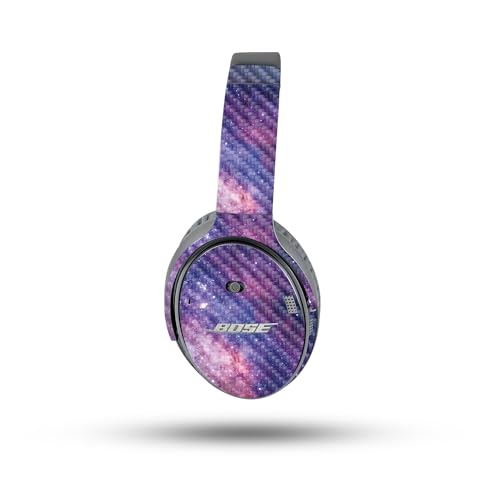 Image of MightySkins Carbon Fiber Skin Compatible with Bose QuietComfort 35 II Headphones - Violet Stars | Protective, Durable Textured Carbon Fiber Finish | Easy to Apply