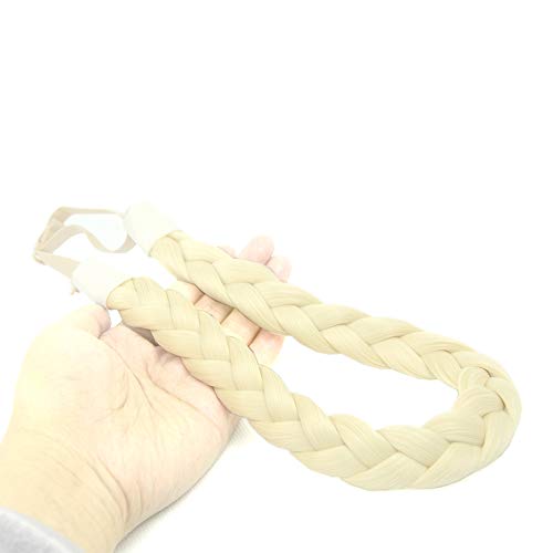 DIGUAN 3 Strands Synthetic Hair Braided Headband Wide Plaited Braids Hairpiece Women Girl Beauty accessory,55g/2oz 613 (#Platinum)