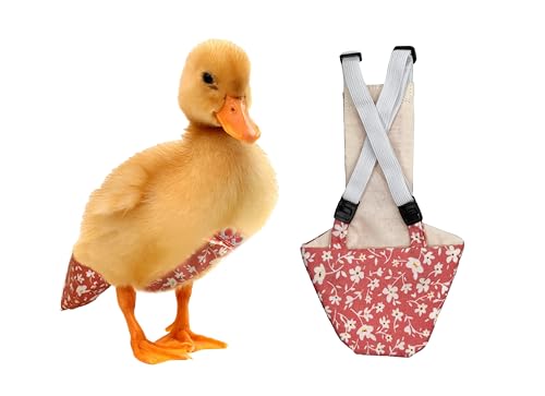 Duck Diapers for Pet Ducks and Ducklings - Disposable Lining add-on, Reusable, Adjustable, Size That FITS, XS Small by Uni Infinity (Pink Floral, Duck Small)