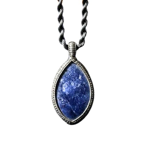 Collier en iolite naturelle marquise et cordon cuir de 45 cm LK_S_GP_0409