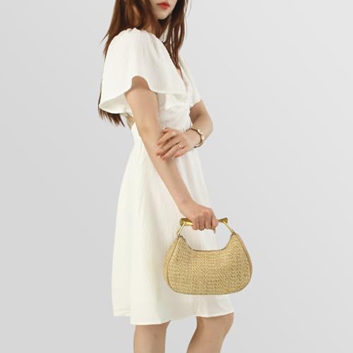 Bolso de mimbre para mujer estilo boho miniatura 5