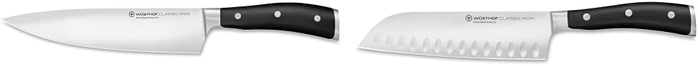 WÜSTHOF Classic IKON 8-Inch Chef's Knife & Classic IKON 7" Hollow Edge Santoku Knife