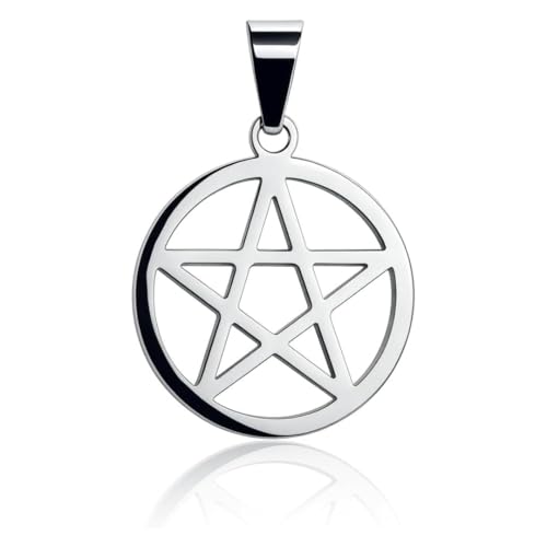 Felicidade Pendentif Pentacle Étoile à 5 Branches en Acier Inoxydable Argenté – Symbole de Protection, Spiritualité & Équilibre – Bijou Ésotérique...