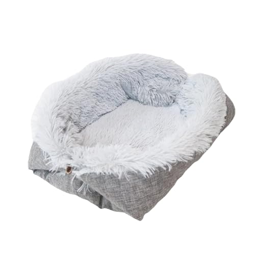 KESOTO Cama para Perros Y Gatos, Colchón Portátil Y Grueso, Refugio, Caseta de Interior Cómoda Y Cálida, Gris Claro, L