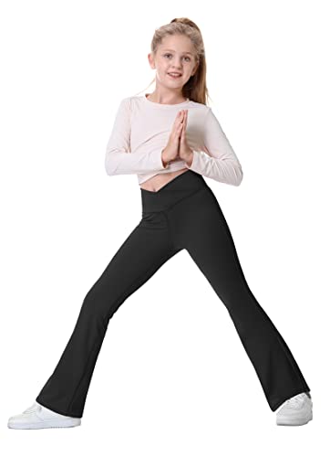 Ewedoos Flare Leggings For Girls Yoga Pants Bootcut With Pockets Crossover Flare Yoga Pants Bell Bottoms Athletic Pants Black #TOP2