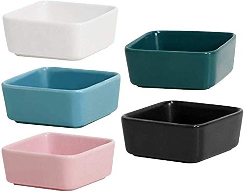 YHBM Condiment Bottles Dip Bowls Ceramic Seasoning Sauce Dishes Rectangular Food Dipping Plates Nordic Style Tableware 5PCS