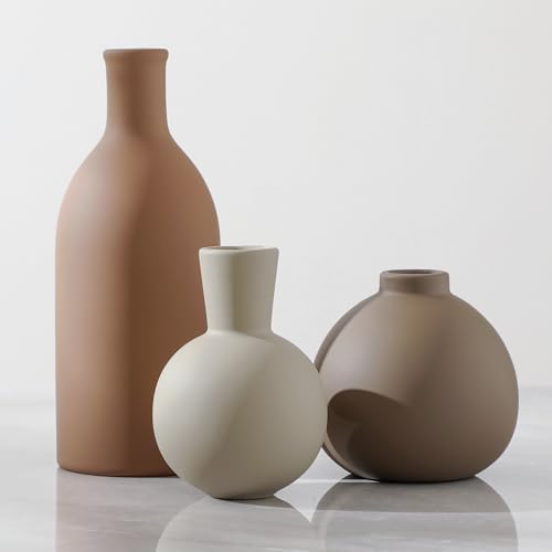 Ceramic Vase Set of 3, Vases Home Decor Rustic Farmhouse Decorati...