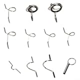 Fly Fishing Rod Guides Set with Stainless Steel Tip Top, Stripper & Snake Guides Replacement Kit for Rod Repair, Includes Hook Keeper, 11 Pcs Silver