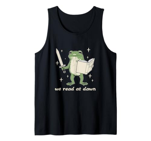 We Read At Dawn Vintage - Funny Frog Reading Book, Frog Meme Tank Top