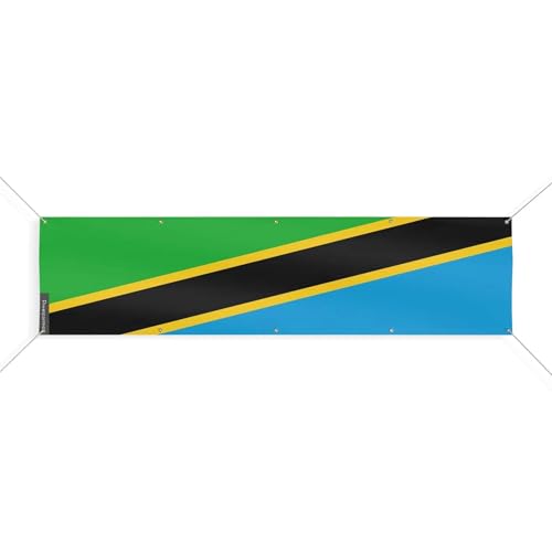 Drapeau de la Tanzanie 160x640cm XL avec 10 oeillets pour mat
