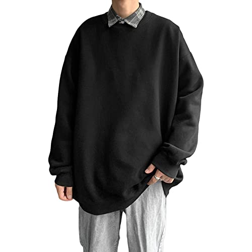 JEsilunmaMY Men's Oversized Sweatshirt Long Sleeve Crewneck Casual Pullover Tops Solid Color Loose Fitting Sweatshirts
