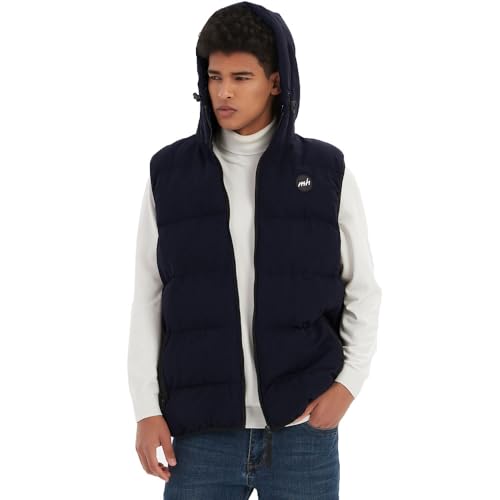 Image of MADHERO Men's Puffer Vest with Hood Water-Resistant Puffy Vests Outerwear Sleeveless Jacket