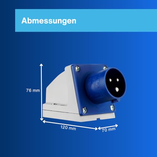 REV Caravan CEE-Stecker Wand 230V, 3-polig, 1Ph + N+ PE, IP44, blau – Ansicht 4