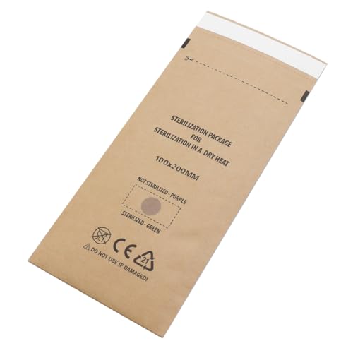 Sarini 100PCS Sterilization Bags Kraft Self-Appointed with Autoclave Dry Sterilizer Sterilization Cosmetics Bag Nail Art Tool (100 X 200mm)