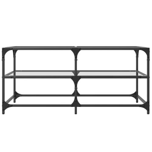 Table Basse with Plateau en Verre Transparent, Design Moderne, Grand Espace de Rangement, Coffee Table, Tables de Salon, pour Salon, Verre Transparent, 98.5 x 50 x 45 cm – Image 6