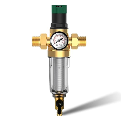 Rückspülfilter mit Druckminderer und Manometer, Wasserfilter 3/4 Zoll Hausanschluss...