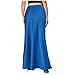 Women's Long Satin Skirt with Zipper High Waisted Flared Casual A Line Maxi Silk Skirts Party Wedding Dress Blue Western Skirts for Women XS