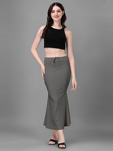 Image of Women's Saree Shapewear Petticoat, Cotton Blend Stretchable Mermaid Skirt, High Waist Tummy Control, Smooth Curve Fit with Adjustable Drawstring