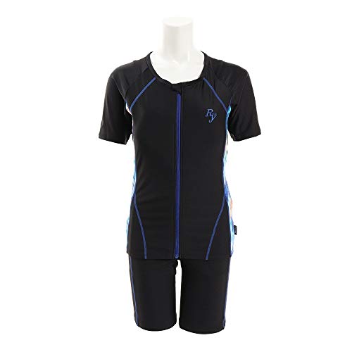 リュウナ 水着 レディース 肩甲骨切替シリーズ サイド幾何学柄半袖セパレート 大きいサイズ NS2008BBL