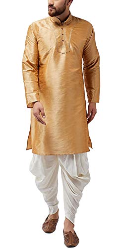 Kurta ensemble pyjama homme marron brodé idéal pour vos moments de détente à la maison