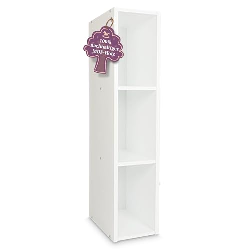 Puckdaddy Moritz | Stauraumregal kompatibel mit IKEA Malm Kommoden | 19x30x75cm | Regal aus Holz in Wei&szlig; | Kommoden-F&auml;cherregal f&uuml;r Wickelkommoden | Wickeltisch-Regal zur Kinderzimmer-Aufbewahrung