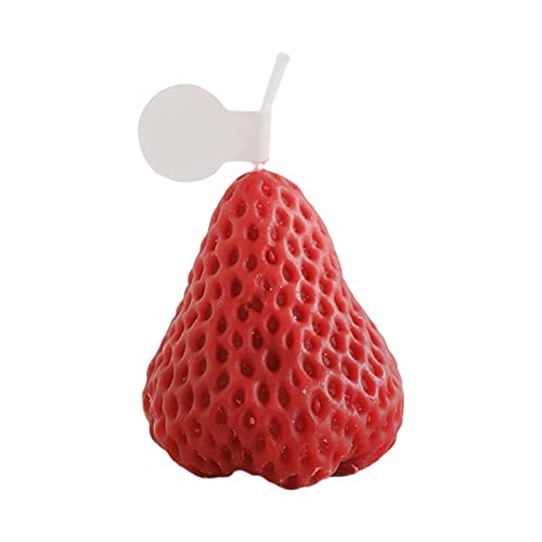 Calager Aromathérapie Bougie - Bougies parfumées Cadeau Adorable Strawberry Shape Air Clean Eradiquer des Bougies de Festival de Fruits d'odeur pour Elle, la fête des mères Rouge-l