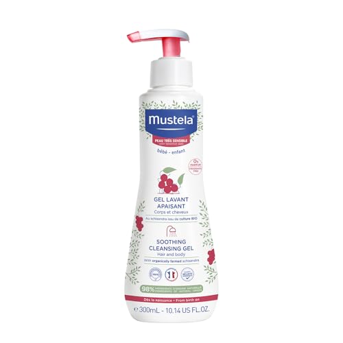 Image of Mustela Baby Soothing Cleansing Gel - Fragrance-Free Hair & Body Wash for Very Sensitive Skin - with Natural Avocado Perseose & Schizandra Berry - 10.14 fl. oz.
