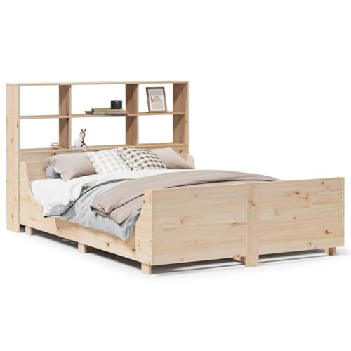 Gecheer Massivholzbett mit Regal ohne Matratze 150x200 cm Massivholz, Massivholz-Bettgestell Bett Bettrahmen für Gästezimmer Gästehaus Hotel Schlafzimmer3323803 – Bild 3