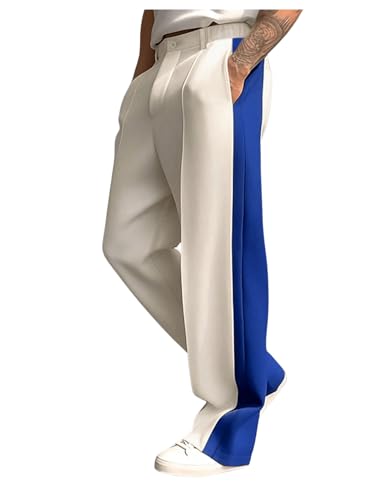 OYOANGLE Men's Color Block Pleated Front Work Pants Business Casual Long Slacks Zipper Dress Pants
