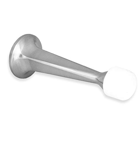 10 Pack of Door Stops Satin Nickel - 2 7/8 Inch Heavy Duty Door Stop with Rubber Bumper