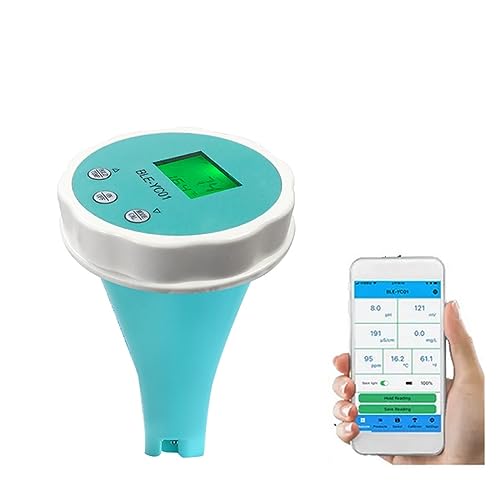 Medidor de PH Detector de calidad del agua portátil 6 en 1, PH EC TDS ORP, temperatura, cloro, CL, pantalla aplicación, Probador Calidad Agua for piscina(6 IN 1 No Solar)