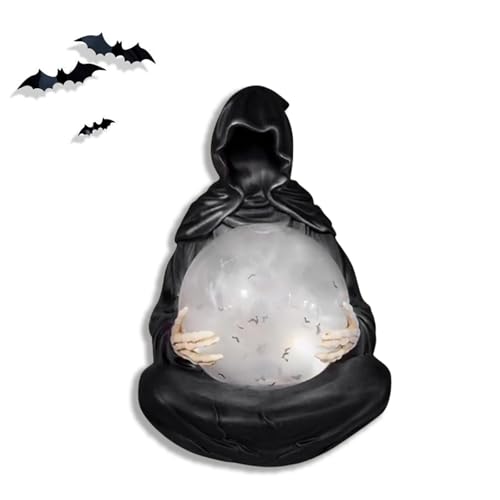PRmnov Suriel - Figura de estante, bola de estátua de parca, decorações de morcego de Halloween, ornamentos góticos, decoração de fantasia escura para casa, decorações de estantes