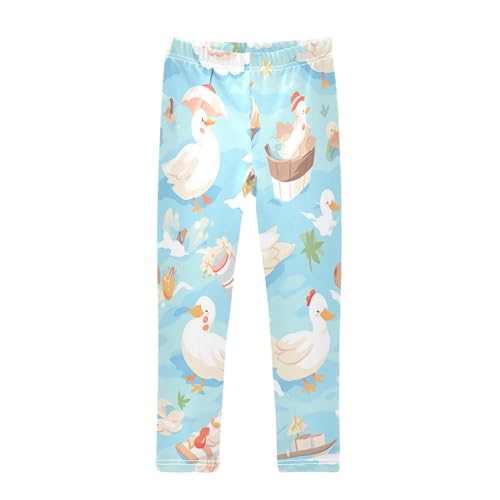 Toddler Girls Leggings Printed Yoga Pants Leggings White Duck for Kids
