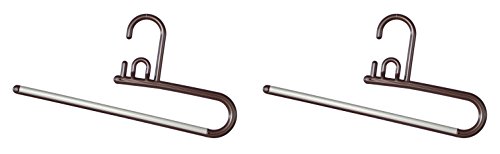 スラックスストップバー連結ハンガー リレーストップバー 「ベストライン」ブラウン日本製 2本組