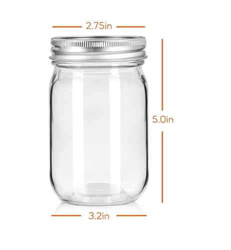 Image of ALEITO 500ml Wide Mouth Mason Jars, 6-Pack Mason Jars 16oz for Pickling, Canning, Fermenting and Food Storage, Microwave & Dishwasher Safe