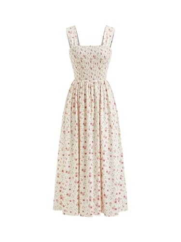CIDER Womens Floral Summer Dresses Square Neck Sleeveless Midi A Line Casual Sundress