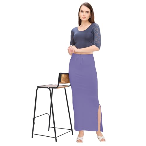 Image of DESI GIRL Cotton Lycra Stretchable Saree Shapewear Petticoat with Drawstring for Women | Fishcut Saree Petticoat with Side Slit for Easy Movement | Saree Shaper | Long inskirt