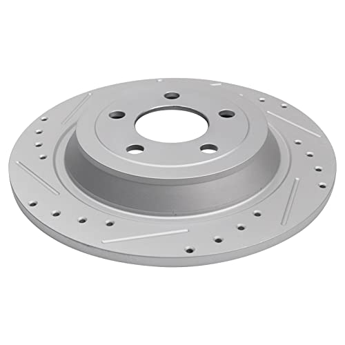 Image of TRQ Rear Ceramic Brake Pad and Rotor Set Drilled Slotted Compatible with 16-19 Ford Mustang EcoBoost without Performance Package, 16-19 Ford Mustang EcoBoost Premium without Performance Package