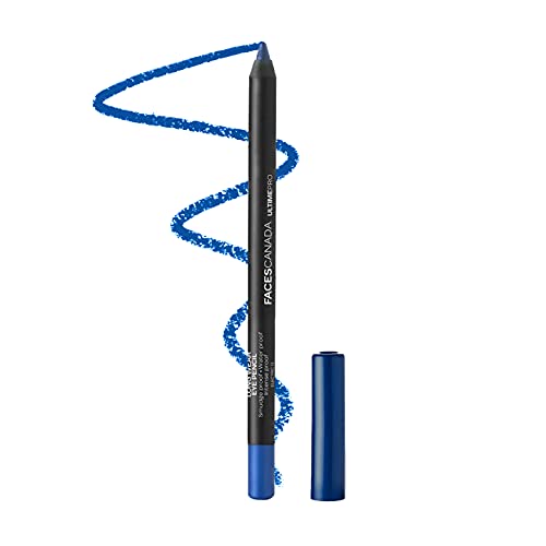 FACESCANADA Longwear Eye Pencil, 5 Bright Color Shades, Smudge Proof, Waterproof, Intense Color, One Stroke Smooth Color, Made In Germany, Peta Approved, Electric (Blue),0.04 Oz