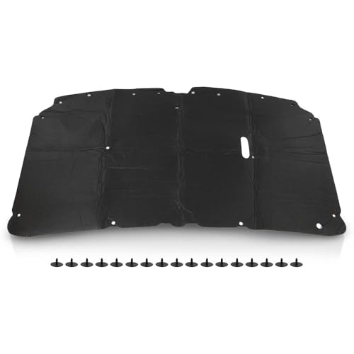 LQI Hood Insulation Pad with Clips Compatible with Ford F250 F350 F450 Super Duty 1999-2007, Fit Ford Excursion 2000-2007 Black 1pc Fiberglass Hood Insulation Pad
