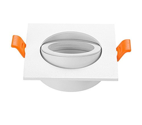 Lot de 2 supports carrés pour cadre de lampe - Découpe réglable - 65 mm - Ampoule MR16 GU10 - Blanc Cover