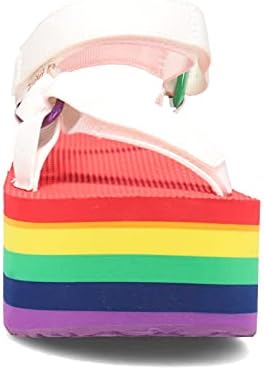 Teva Women's Flatform Universal Stripe Sandal, White/Rainbow, 8 | Image 2