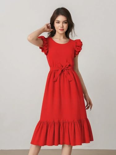Girls Dresses Double Layer Ruffle Sleeve Dress Casual Summer Elegant A-Line Flowy Dresses 6-14 Years2