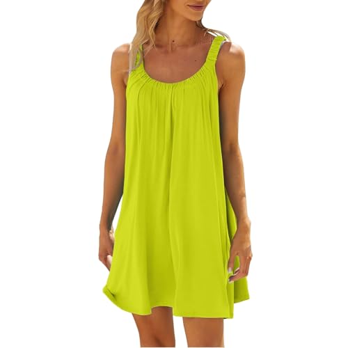 Surttan Strandkleider Damen Sommer Kurz Sommerkleid Bikini Cover Up Strandkleid Strand Kleider Casual Ärmellos Tshirt Kleid Minikleid
