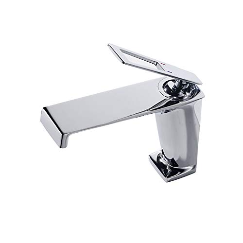 Grifo de lavabo con cascada, grifo mezclador de latón, grifo monomando para lavabo de baño, grifo mezclador de agua fría y caliente, grifo para lavabo montado en la encimera con núcleo de válvula de