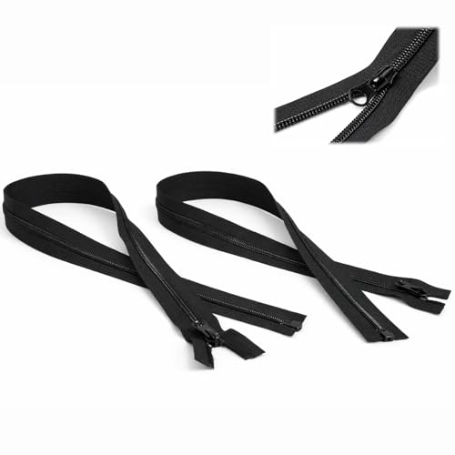 Pack de 2 Fermetures Éclair Séparables #5 70 cm, Spirale Nylon Injectée Noire, Curseur Métallique Robuste, Largeur Totale 3,3 cm, pour Vestes, Manteaux, Blousons et Projets Couture (Lot 2 Pièces)