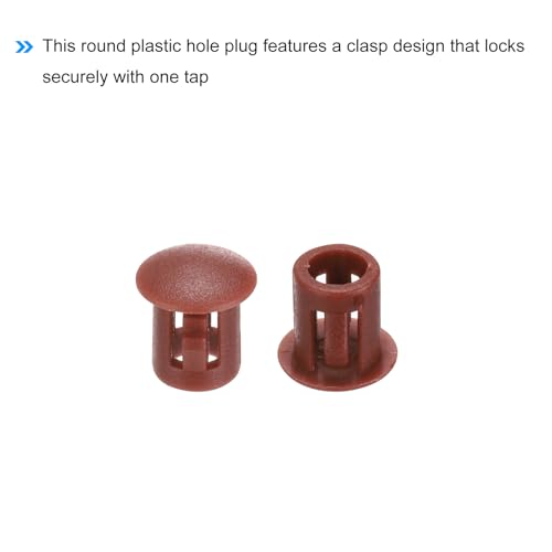 Image of MECCANIXITY 64PCS 6mm(1 /4 inch) Red Brown Plastic Hole Plugs, Flush Type Panel Hole Plugs Insert End Caps for Locking Hole Tubes Furniture Cabinet