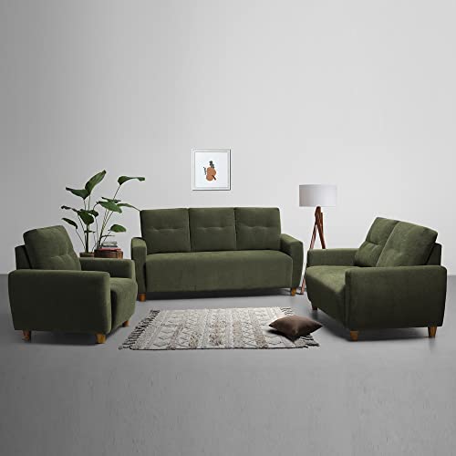 Image of Sleepyhead Yolo Designed by Duroflex - 6 Seater Sofa 3+2+1 Sofa Set |Premium Fabric, Plush 3-Layer Cushioning |Buttonless Tufted & Anti-Sag Comfort |Stylish & Durable |3 Years Warranty - Avocado Green