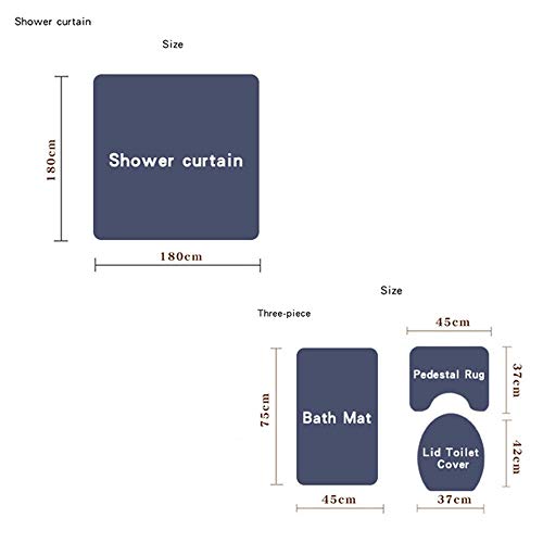 Fansu Badvorleger-Set Duschmatte Konturmatte WC-Deckelbezug Duschvorhang Badezimmermatte Badezimmerteppich, rutschfeste… – Bild 6